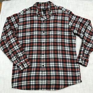 Vtg  Ralph Lauren Polo Jeans Flannel Shirt Men L Red Plaid Button Up 90s Grunge